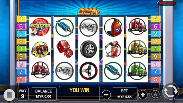 Highway Truck Sports game screen on V-Power at BolehSpin